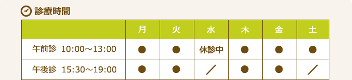 くらます耳鼻咽喉科の診療時間表